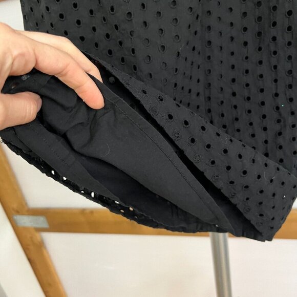 Suzy Shier Black Embroidered Eyelet Square Neck Puff Sleeve Mini Dress Sz XS - Picture 6 of 14